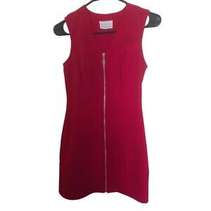 XOXO Red Zip Front Sleeveless Sheath Mini Dress, Small, Fitted Party Dress
